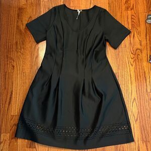 COLLECTION by Liz Claiborne Black Fit & Flare Laser Cut Hem Dress 1X